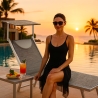 Santorini Limited Edition solseng solvogn liggestol justerbar solskræm Udsalg