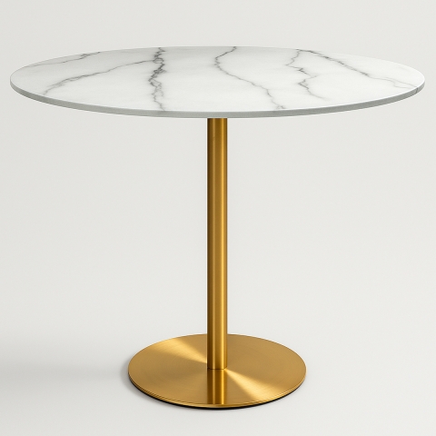 Rundt bord 120cm med guld og marmoreffekt i klassisk stil Monika+ Kampagne
