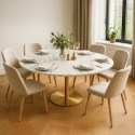 Rundt bord 120cm med guld og marmoreffekt i klassisk stil Monika+ Udsalg