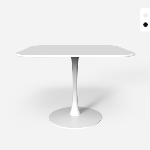 Lillium 80 cm lille firkantet spisebord sort og hvid træ med metalfod Kampagne