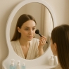 Katrina sminkebord makeup bord med en skuffe lås spejl hylde og skammel Udsalg