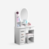 Babette sminkebord makeup bord med 4 skuffer spejl 3 hylder og skammel Udvalg