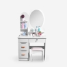 Babette sminkebord makeup bord med 4 skuffer spejl 3 hylder og skammel Valgfri