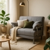 Deborah Twin stor stof lænestol sovesofa gæsteseng grå crem sort brun 
