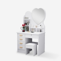 Clara sminkebord makeup bord med 5 skuffer lås spejl hylder og skammel Omkostninger