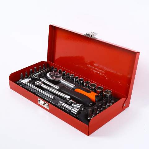 Tx topnøglesæt værktøjssæt med 99 dele værktøj og metal værktøjskasse