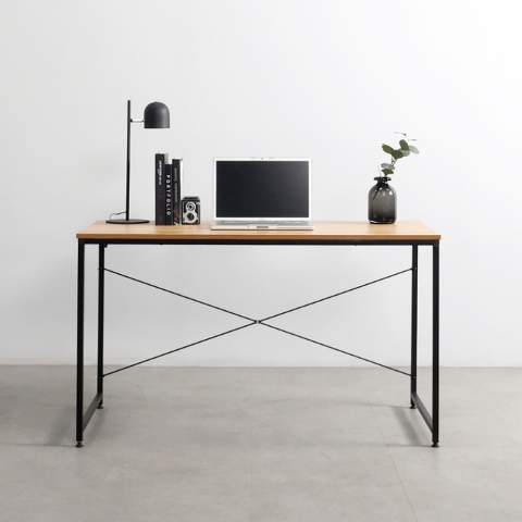 Wootop XL industrielt træ skrivebord 180x60cm bordplade med stål ben