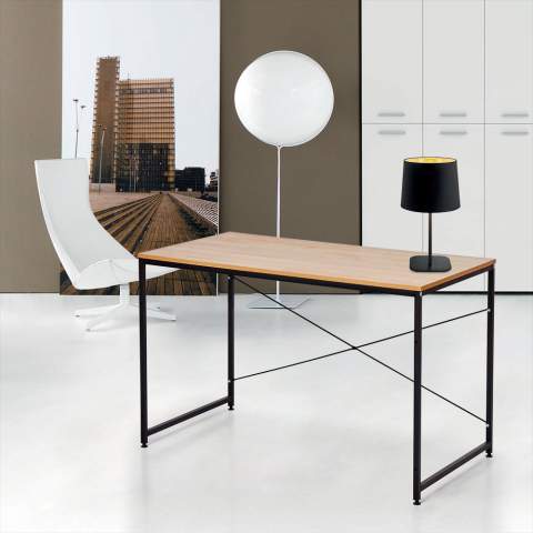 Wootop industrielt design træ skrivebord 150x60cm bordplade med stål ben