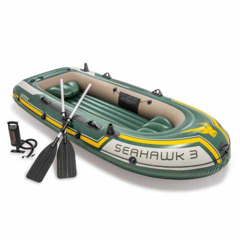Intex 68380 Seahawk 3 oppustelig gummibåd til tre personer med pumpe