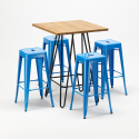 Brooklyn lys træ barbord sæt: 4 Steel up farvet barstole og 60x60cm bord Model