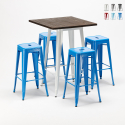 Herlem hvid træ barbord sæt: 4 Steel up farvet barstole og 60x60cm bord Egenskaber