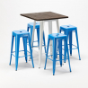 Herlem hvid træ barbord sæt: 4 Steel up farvet barstole og 60x60cm bord Pris