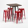 Williamsburg grå træ barbord sæt: 4 Steel up farvet barstole og 60x60cm bord 