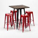 Little Italy sort træ barbord sæt: 4 Steel up farvet barstole og 60x60cm bord 