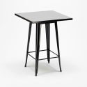 Barbord sæt i industriel stil med 4 farvede barstole og sort bord 60x60cm New York 