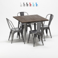Jamaica grå træ cafebord sæt: 4 Steel One farvet stole og 80x80cm bord Kampagne