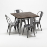 Jamaica grå træ cafebord sæt: 4 Steel One farvet stole og 80x80cm bord Tilbud