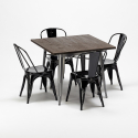 Jamaica grå træ cafebord sæt: 4 Steel One farvet stole og 80x80cm bord Billig
