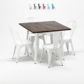 Midtown hvid træ cafebord sæt: 4 Steel One farvet stole og 80x80cm bord Kampagne