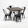 Midtown hvid træ cafebord sæt: 4 Steel One farvet stole og 80x80cm bord Billig