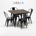 West Village sort træ cafebord sæt: 4 Steel One farvet stole og 80x80cm bord Kampagne
