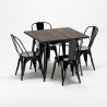 West Village sort træ cafebord sæt: 4 Steel One farvet stole og 80x80cm bord Tilbud