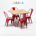 Tribeca lys træ cafebord sæt: 4 Steel One farvet stole og 80x80cm bord Kampagne