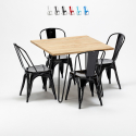 Tribeca lys træ cafebord sæt: 4 Steel One farvet stole og 80x80cm bord 