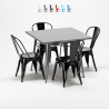 Flushing grå cafebord sæt: 4 Steel One farvet stole og 80x80cm spisebord Omkostninger