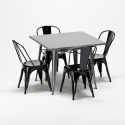Flushing grå cafebord sæt: 4 Steel One farvet stole og 80x80cm spisebord Billig