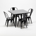 Soho sort cafebord sæt: 4 Steel One farvet stole og 80x80cm spisebord Tilbud