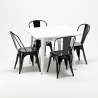 Harlem hvid cafebord sæt: 4 Steel One farvet stole og 80x80cm spisebord Billig