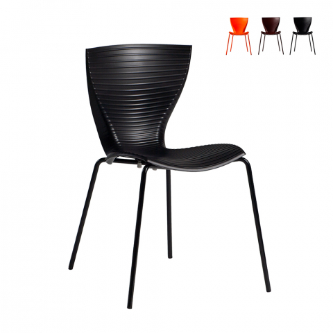 Gloria Slide design spisebords stol med polypropylen sæde og stål ben