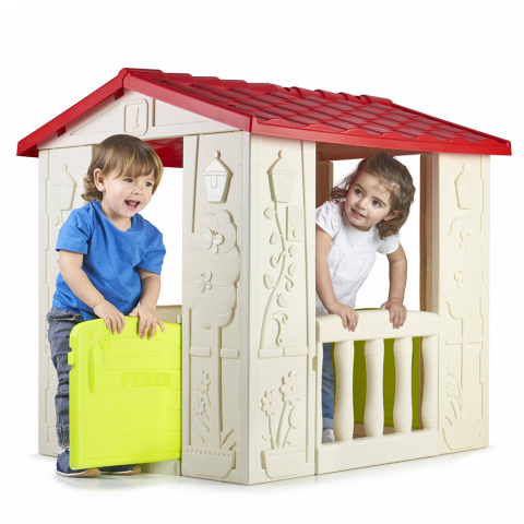 Feber Happy House plast legehus til mindre børn udendørs indendørs brug