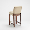 Comfort L barstol polstret firkantet farvet stofsæde med ryglæn og træben Køb