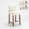 Comfort L barstol polstret firkantet farvet stofsæde med ryglæn og træben Tilbud