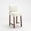 Comfort L barstol polstret firkantet farvet stofsæde med ryglæn og træben 