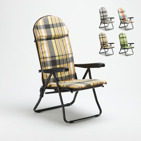 Trench sammenklappelig polstret campingstol havestol med justerbar ryglæn