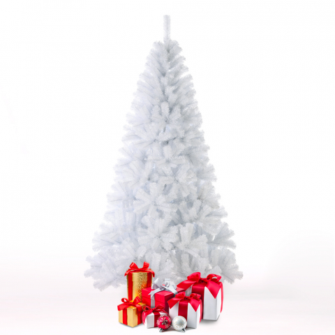 Aspen 210 cm høj kunstigt plastik hvid juletræ miljøvenlig med fod Kampagne