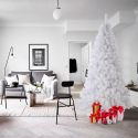 Aspen 210 cm høj kunstigt plastik hvid juletræ miljøvenlig med fod På Tilbud