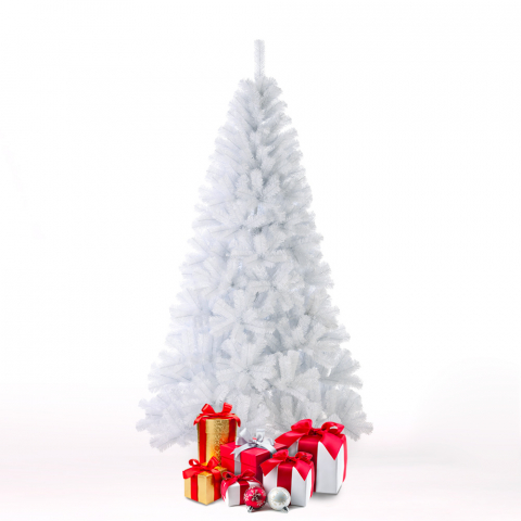 Gstaad 180 cm høj kunstigt plastik hvid juletræ miljøvenlig med fod Kampagne