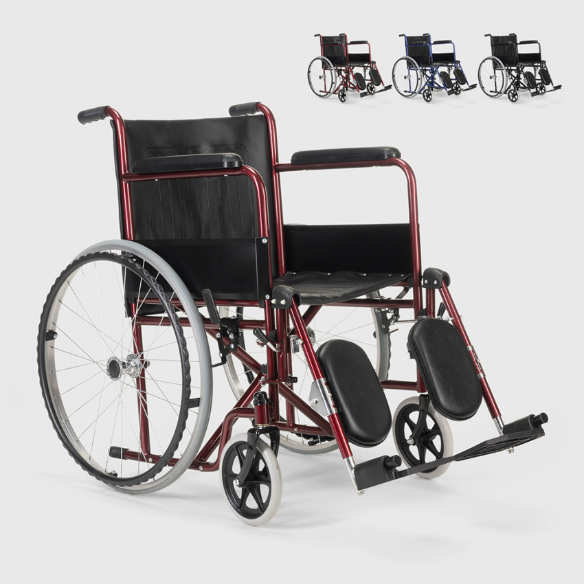 Peony kørestol letvægt sammenklappelig forskellig farve eco læder sæde Tilbud