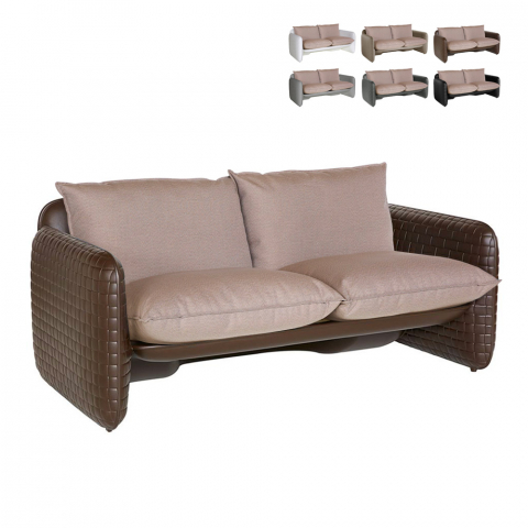 Mara Slide 2 personers sofa loungemøbel med polyethylen flettet læder effekt til indendørs udendørs Kampagne
