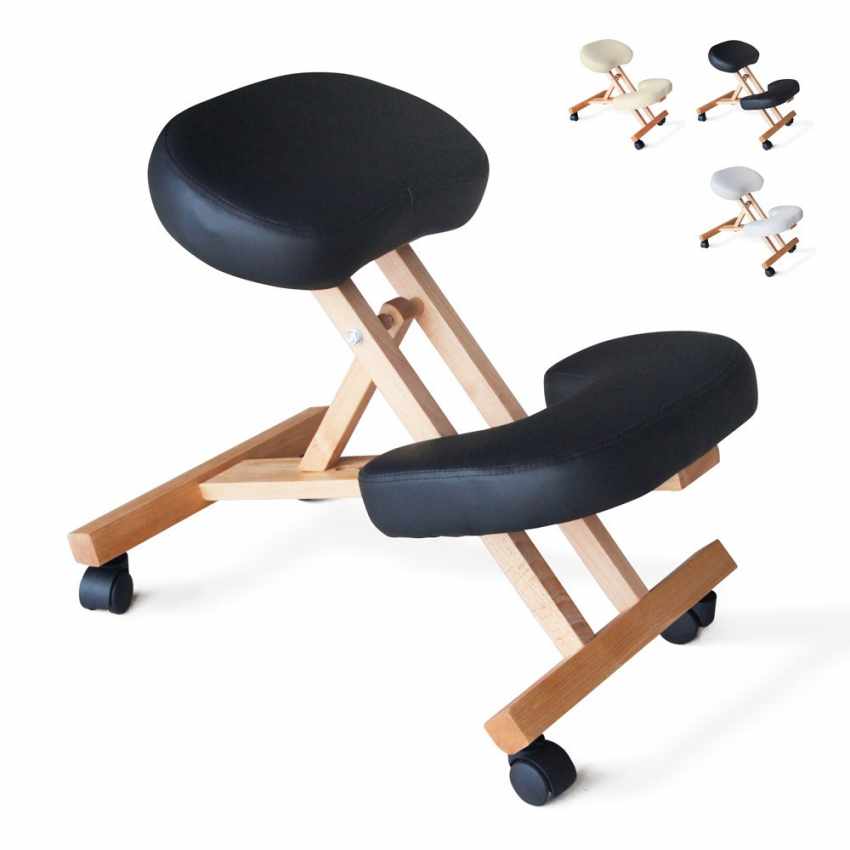 Balancewood ergonomisk knæstol kontorstol højdejusterbar træ kunstlæder Mål