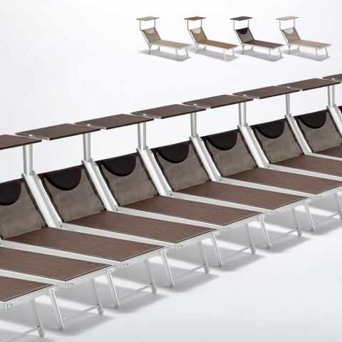 Sæt med 20 Santorini Limited Edition solsenge liggestol med solskærm Kampagne