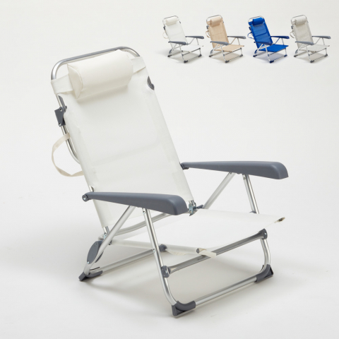 Gargano sammenfoldelig strandstol og havestol med armlæn i aluminium