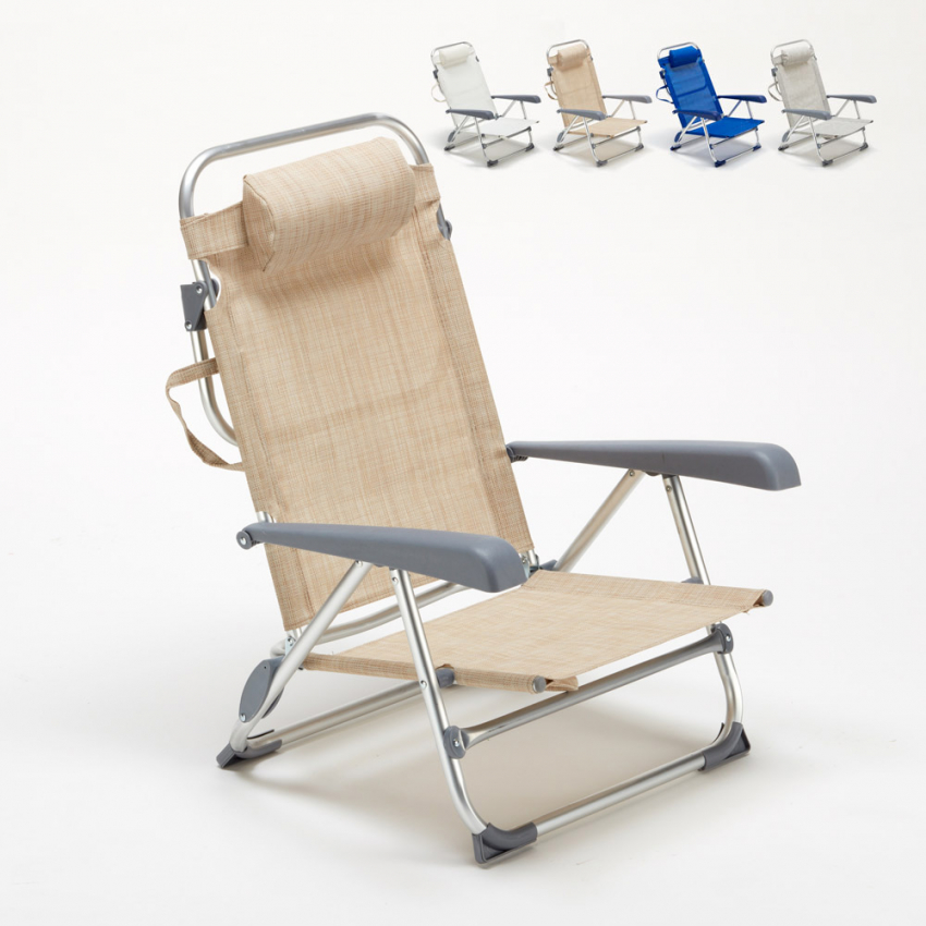 Gargano sammenfoldelig strandstol og havestol med armlæn i aluminium Rabatter
