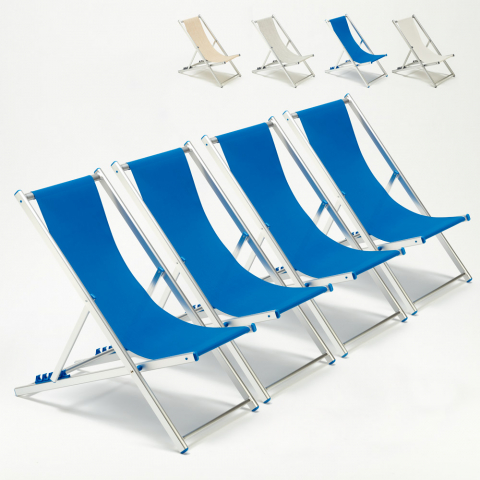 Sæt med 4 Riccione sammenfoldelig texteline strandstol havestol