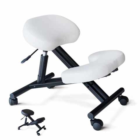 Balancesteel ergonomisk knæstol kontorstol højdejuster stål eco læder