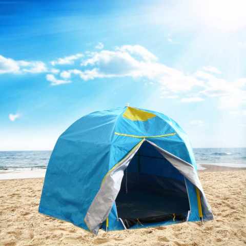 GazeboFacile Camping strandtelt læsejl med myggenet fiberglas ribbe